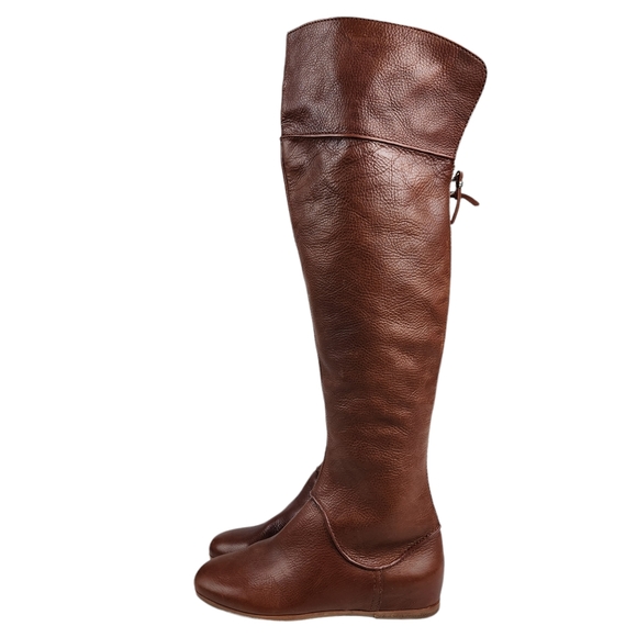 Via Spiga Georgia Over the Knee Leather Thigh Boots Tobacco Brown Women's Size 8 - Picture 2 of 16